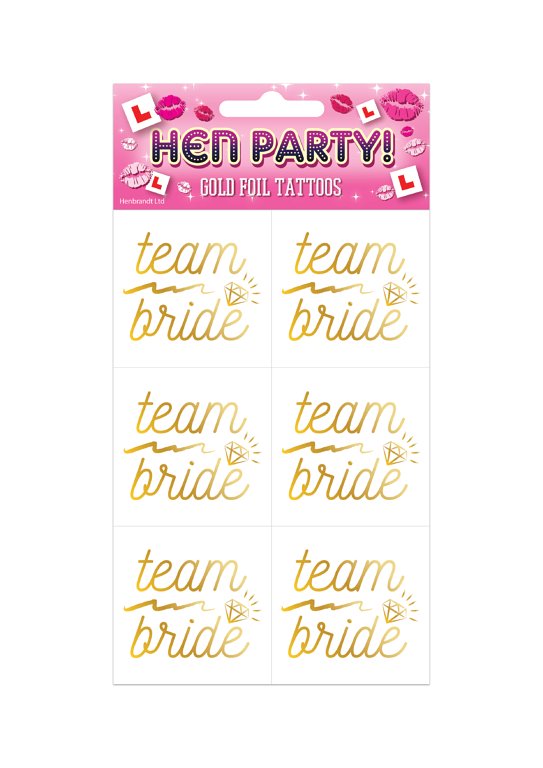 Pack of 6 Team Bride Hen Party Temporary Tattoos