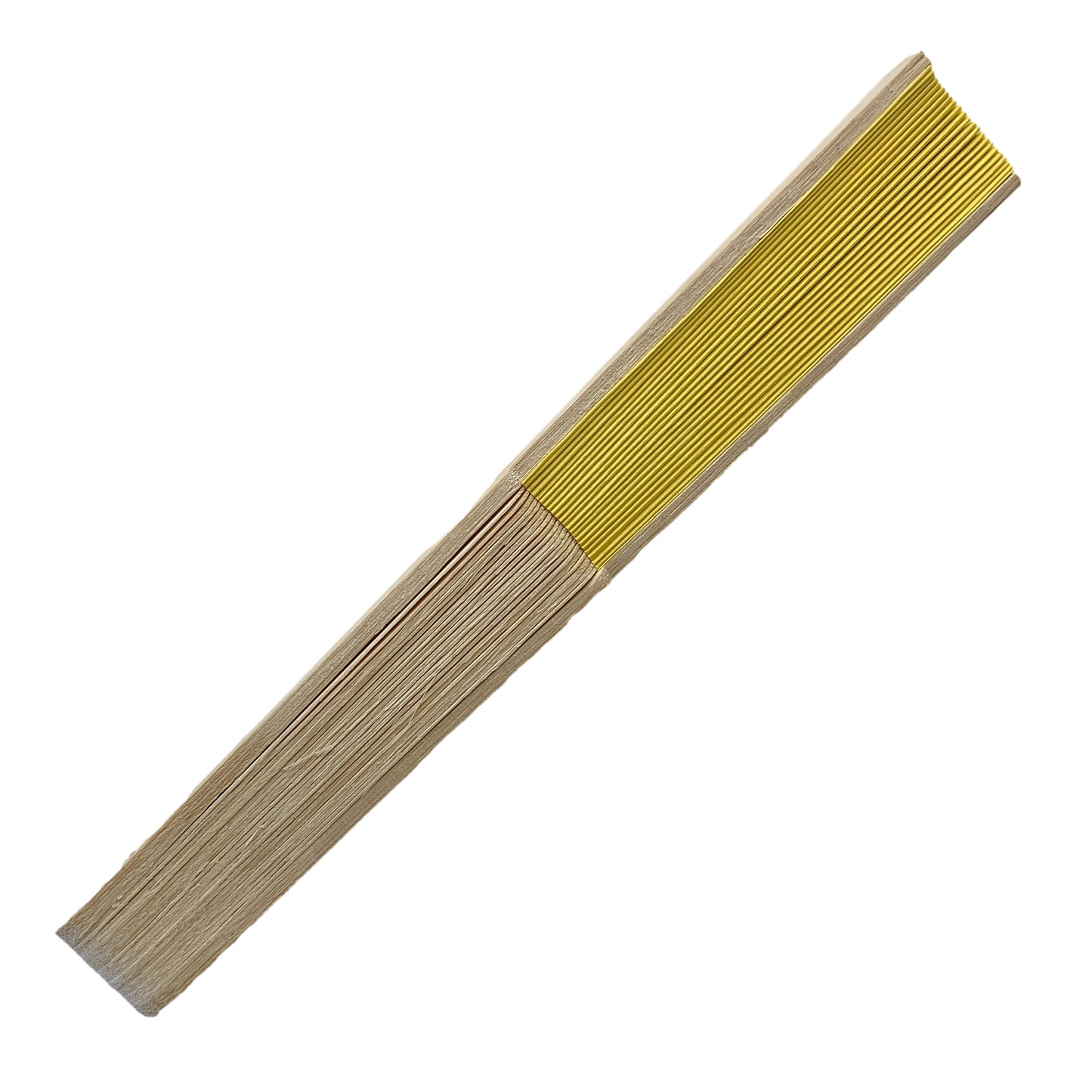 Yellow Paper Foldable Hand Held Bamboo Wooden Fan