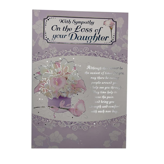 With Sympathy On Loss of Your Daughter Silver Foiled Card