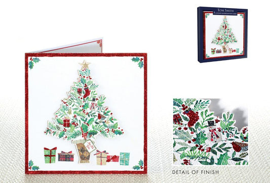 Pack of 5 Handcrafted Christmas Tree Design Greeting Cards