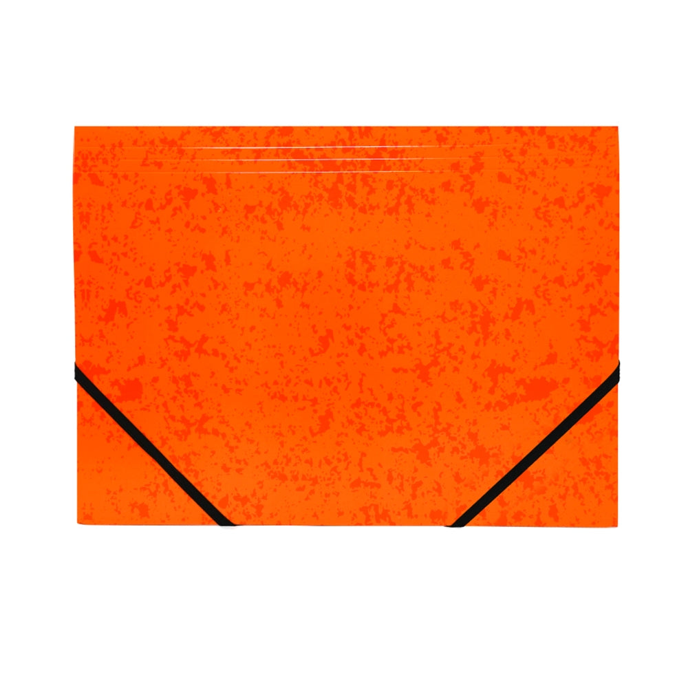 A4 Orange Card 3 Flap Folder With Elastic Closure