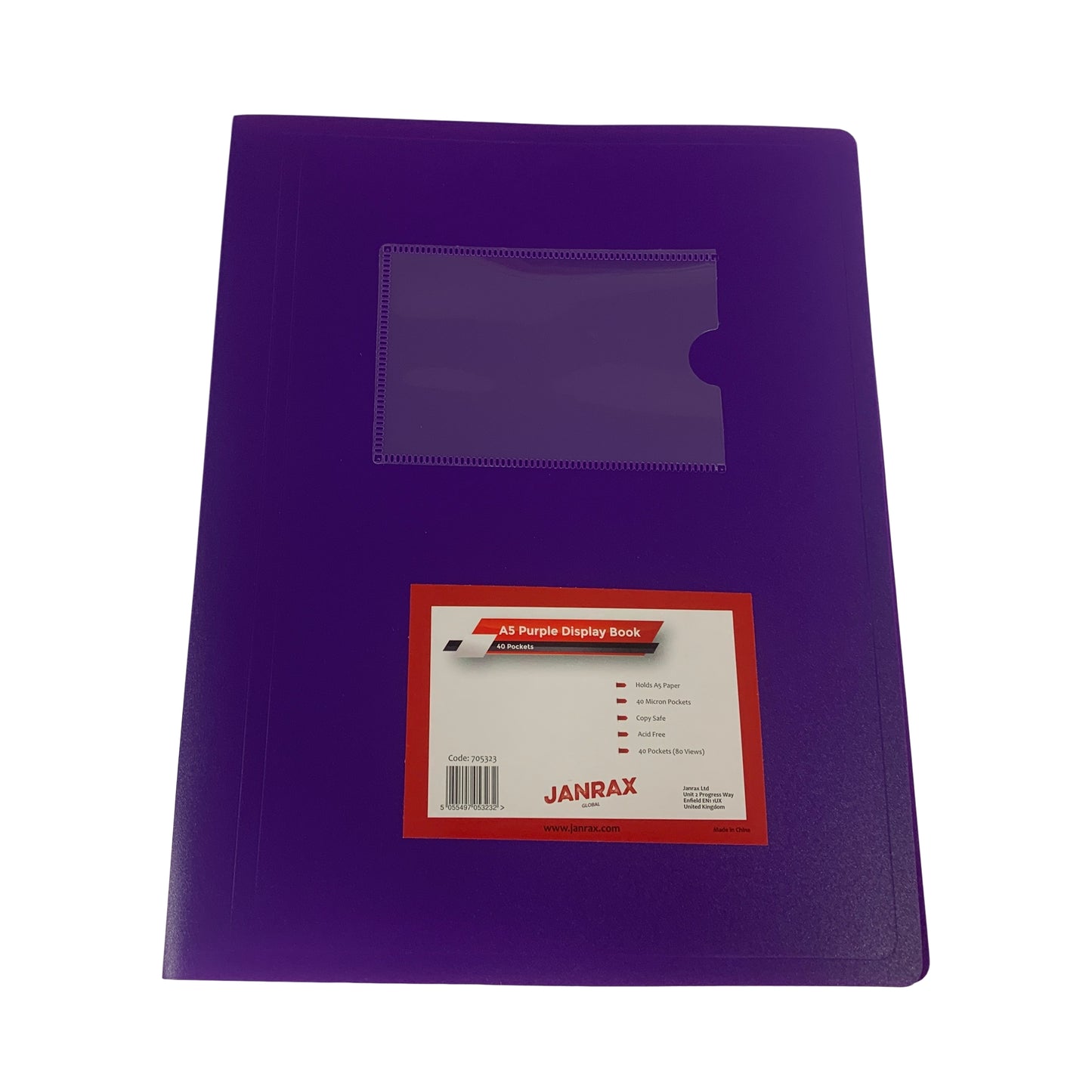 A5 Purple Flexible Cover 40 Pocket Display Book