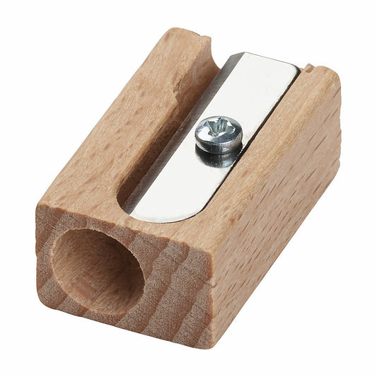 Natural Beechwood Single Hole Block Design Pencil Sharpener For Graphite Pencils