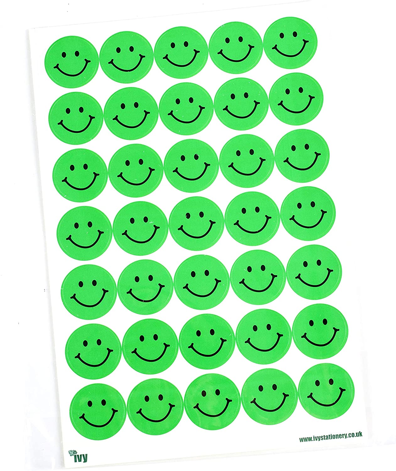 Pack of 420 Green A5 Smiley Face Stickers