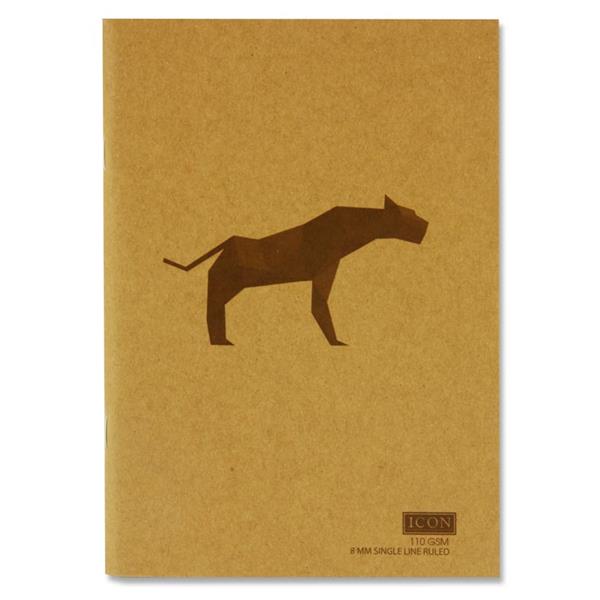 A5 80 Pages 110gsm Animalia Design Kraft Notebook by Icon Art