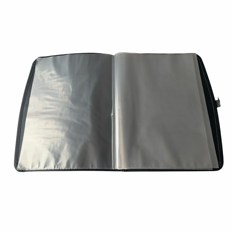 A4 24 Pocket Presentation Book with Cover Pocket and Button Closure