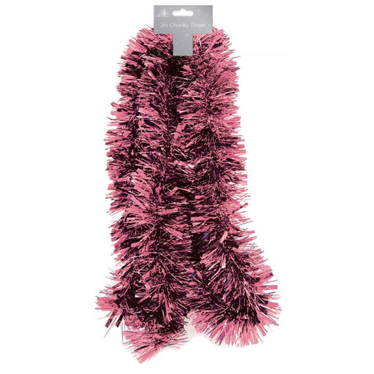 2m Blush Pink Christmas Chunky Tinsel