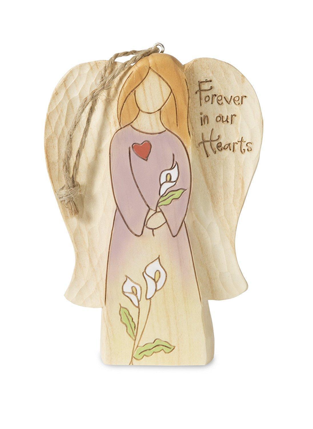 Forever In Our Hearts Angel Figurine with Twine String, 4-1/2"