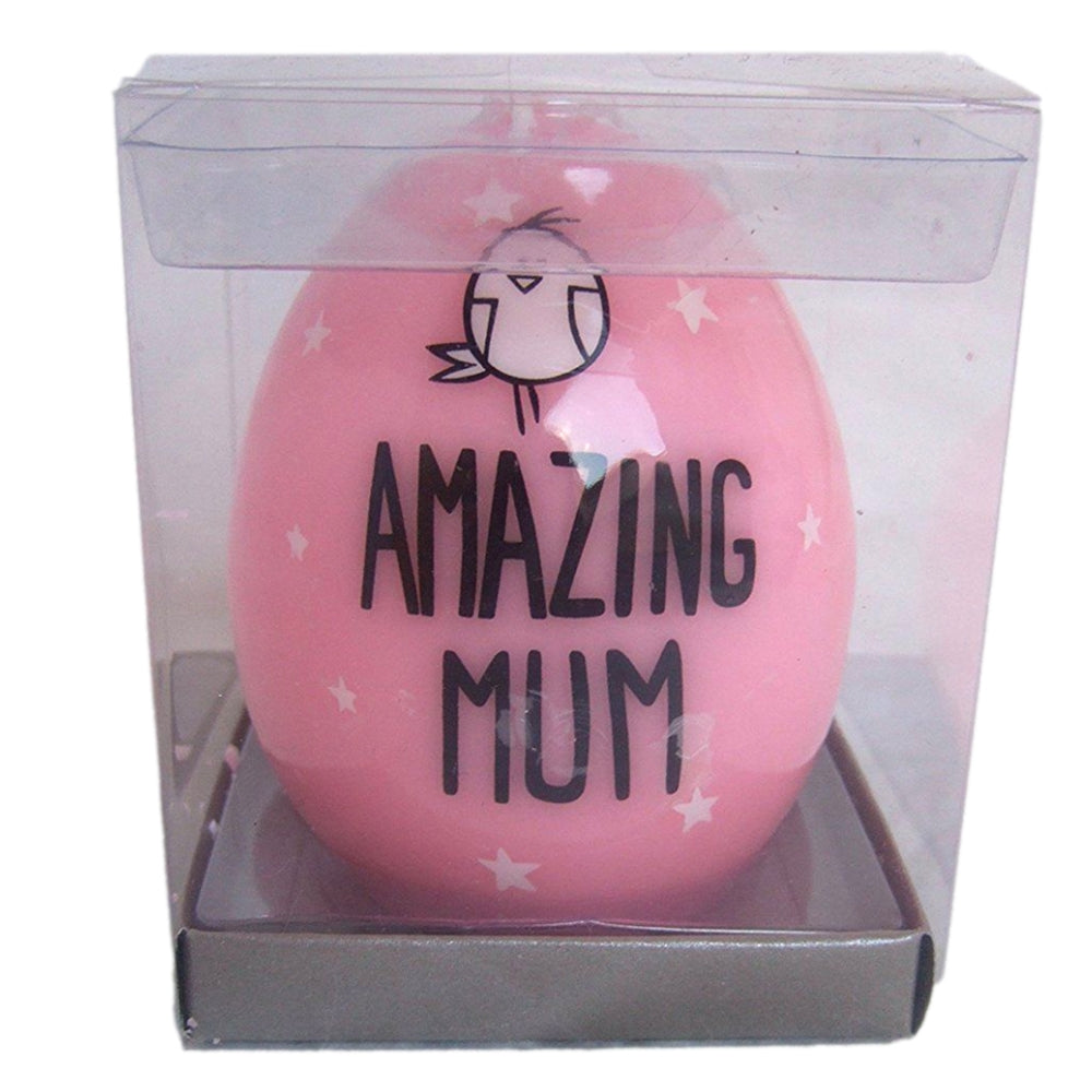 "Amazing Mum" Cute Pink Novelty Pillar Wax Candle