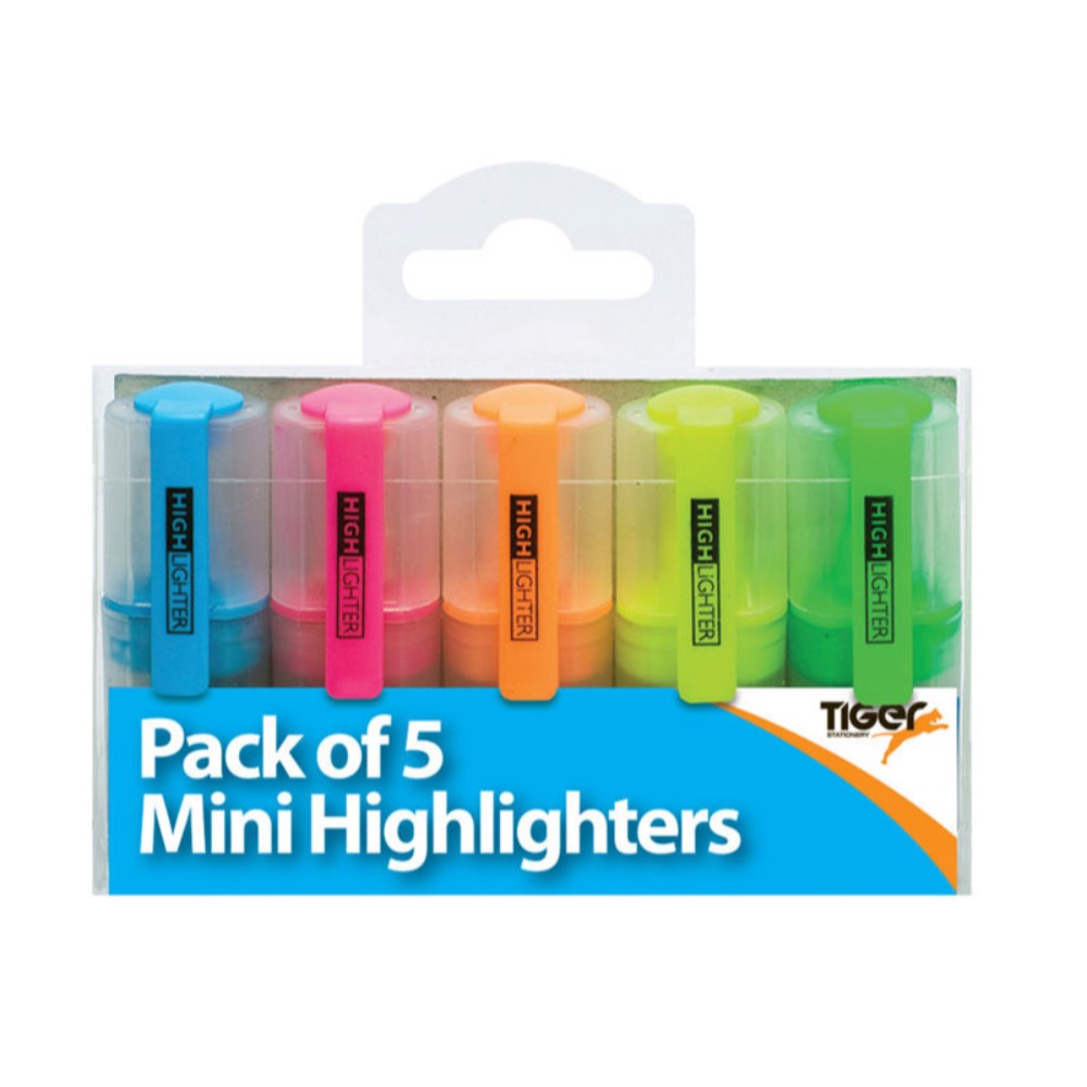 Tiger Pack of 5 Mini Highlighters