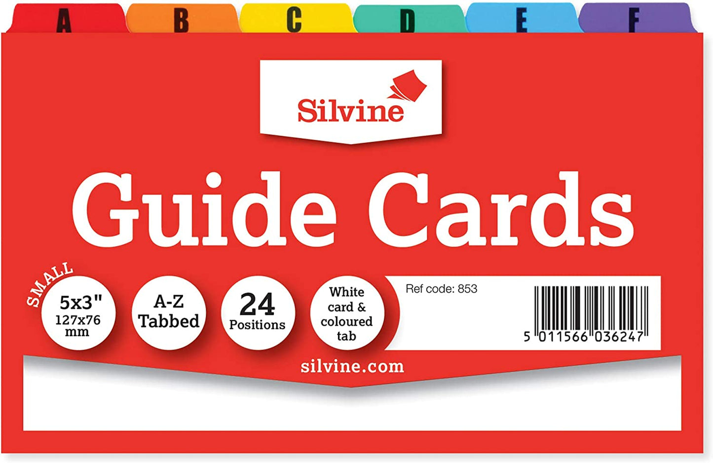 White Cards And Coloured Tab A-Z Guide Cards 127 x 76mm (5"x3")