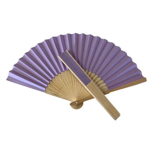 Lavender Paper Foldable Hand Held Bamboo Wooden Fan