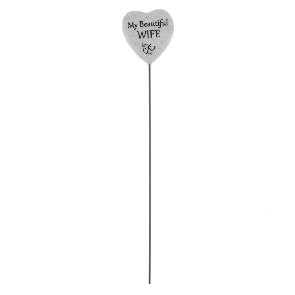 Graveside Plaque Thoughts Of You Resin Heart on Stick - Wife