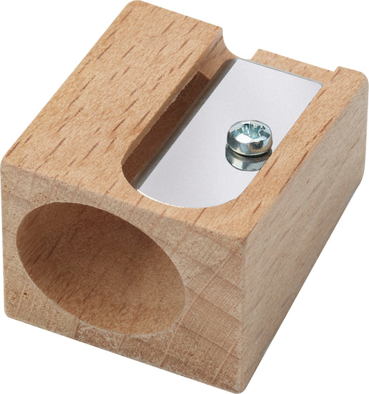 Natural Beechwood Single Hole Pencil Sharpener For Colour Pencils