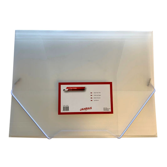 Janrax A4 Clear 3 Flap Folder with Elasticated Closure