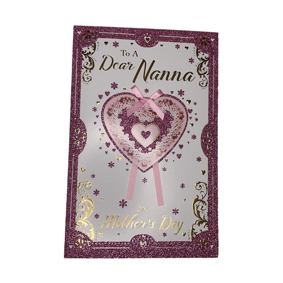 To A Dear Nanna Heart With Ribbon Design Mother's Day Card