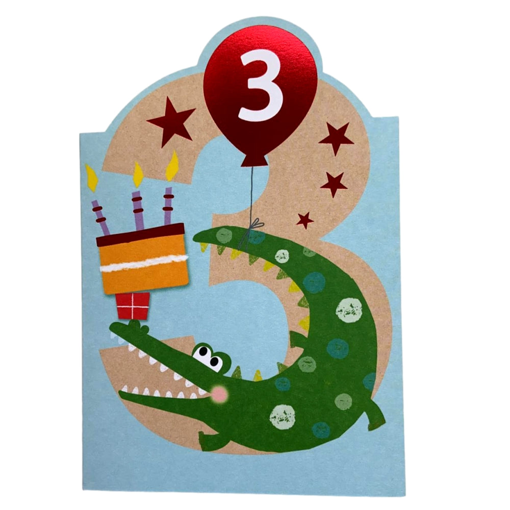 You're 3rd Smile Like a Crocodile Die Cut Design Birthday Card