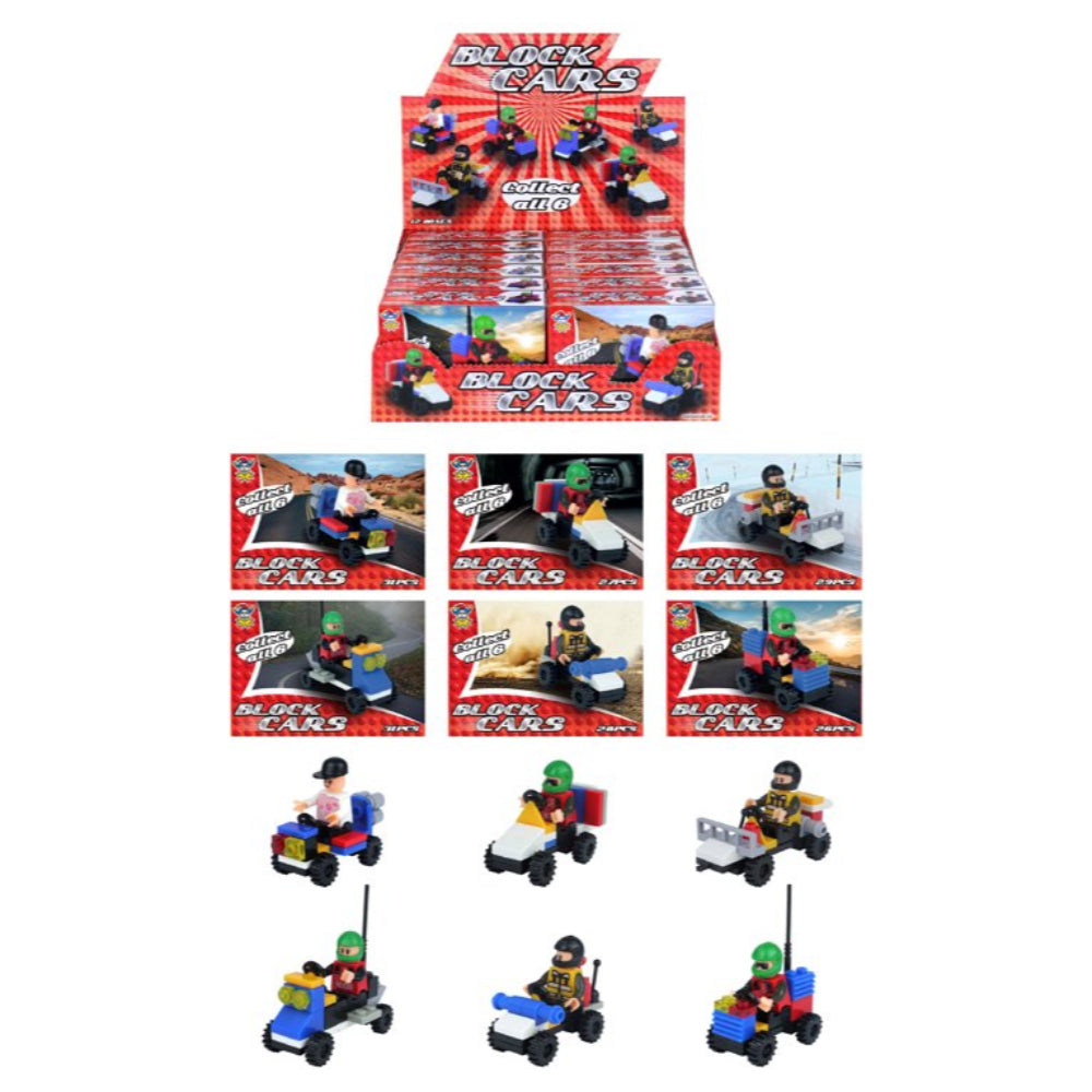 12 Boxes of Mini Building Block Car Kits