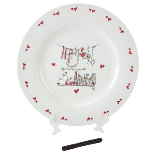 Tracey Russell Happy Anniversary Personalisable Plate & Pen Gift Set