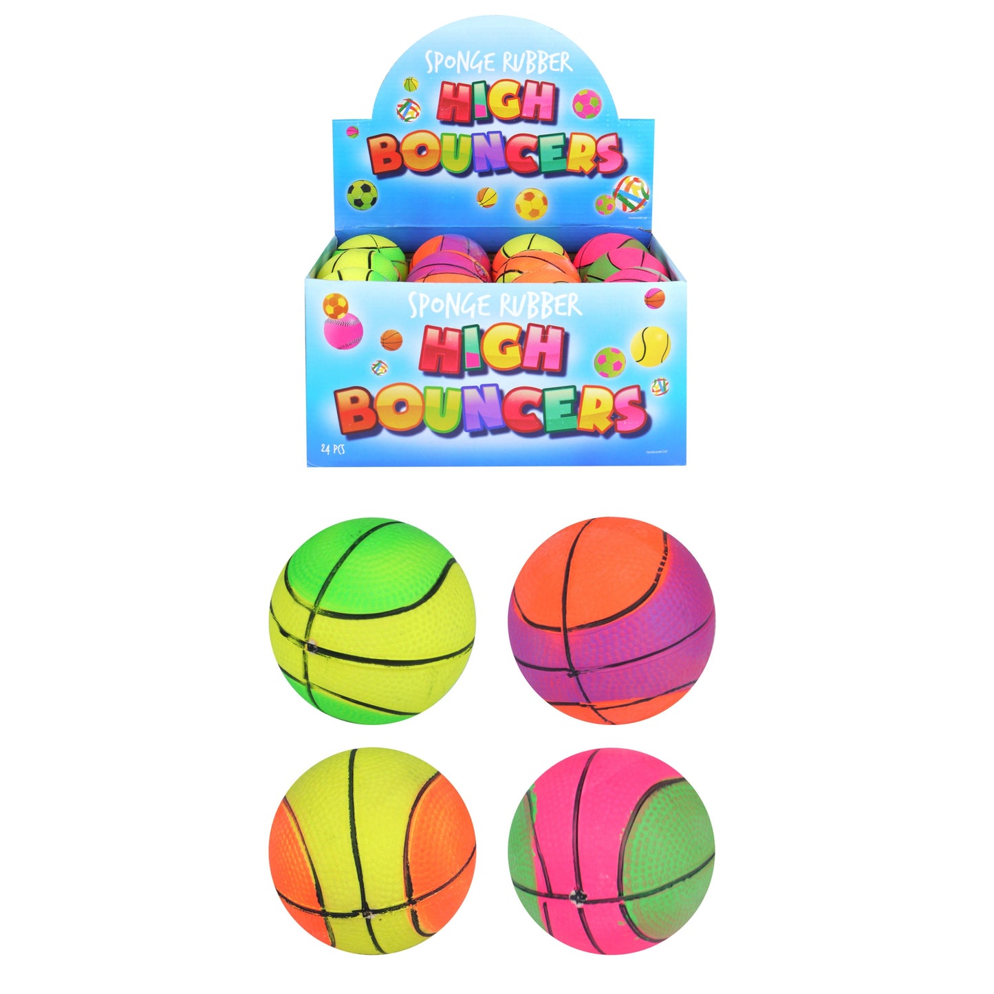 Pack of 24 Ball Basketball 6.2 cm 4 Assorted Colours