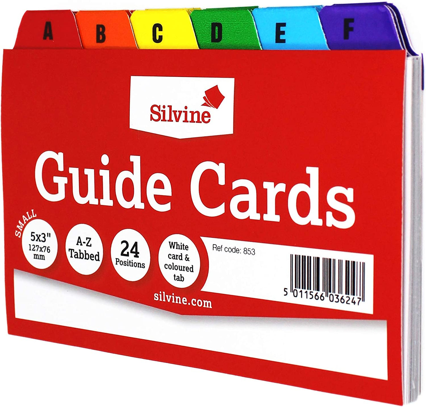 White Cards And Coloured Tab A-Z Guide Cards 127 x 76mm (5"x3")