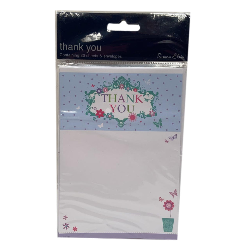 Pack of 20 Simon Elvin Thank You Pape Sheets & Envelopes (thank you design)