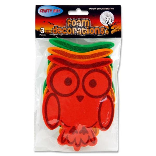 Pack of 3 Owls Foam Decorations by Crafty Bitz