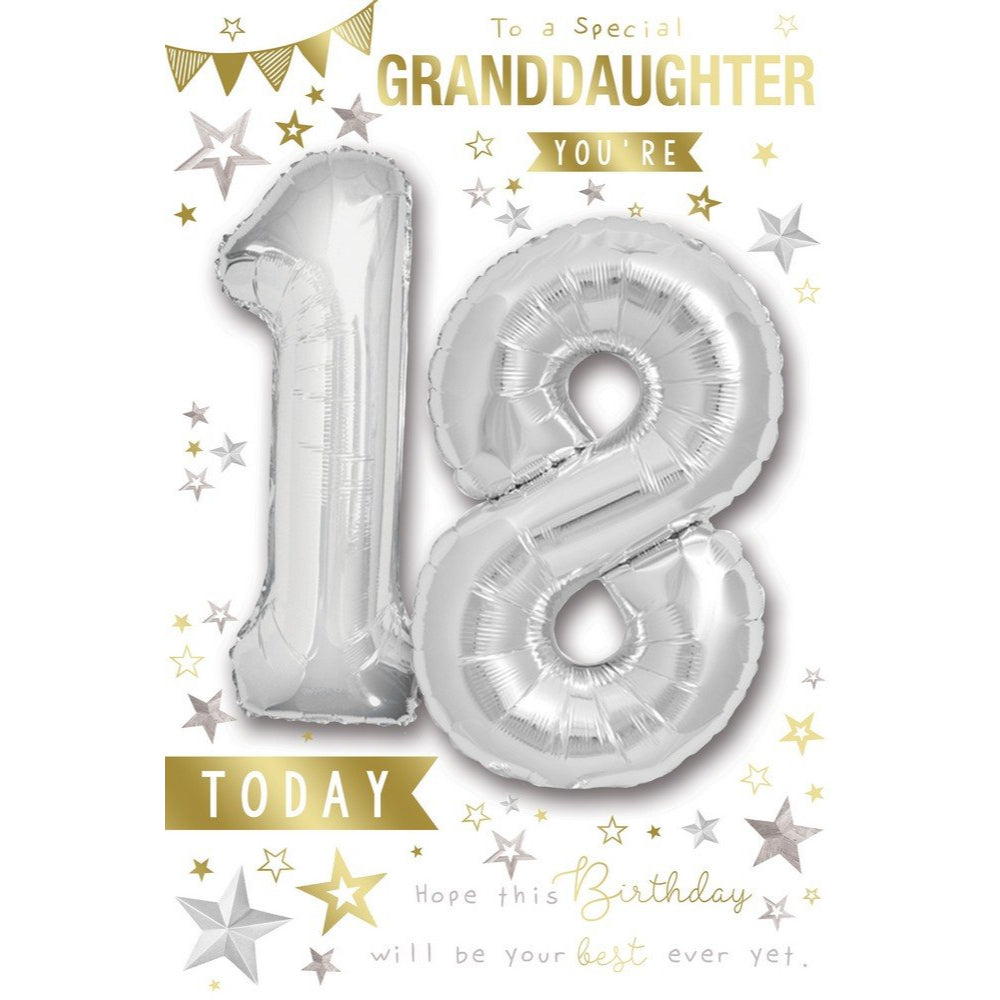 To A Special Granddaughter You're 18 Balloon Boutique Greeting Card