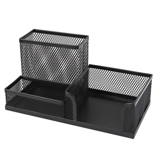 Black Mesh Desk Combination Stationery Holder - Metal Multi Desk Tidy