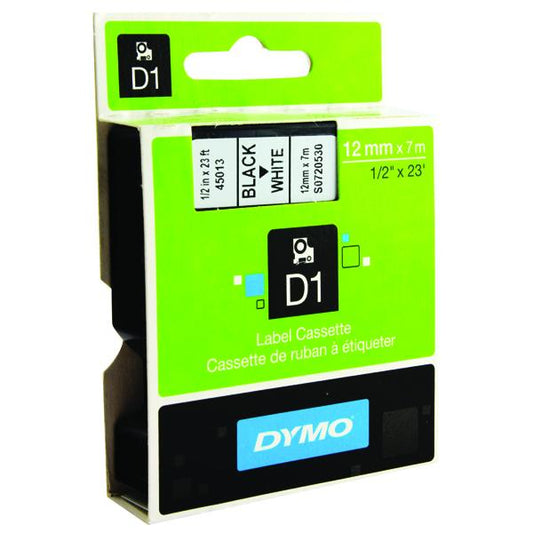 Dymo 45013 D1 LabelMaker Tape 12mm x 7m Black on White S0720530