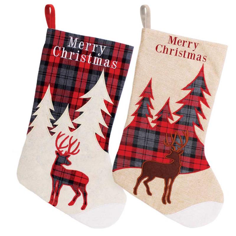 Tree And Stage Tartan Design Stocking