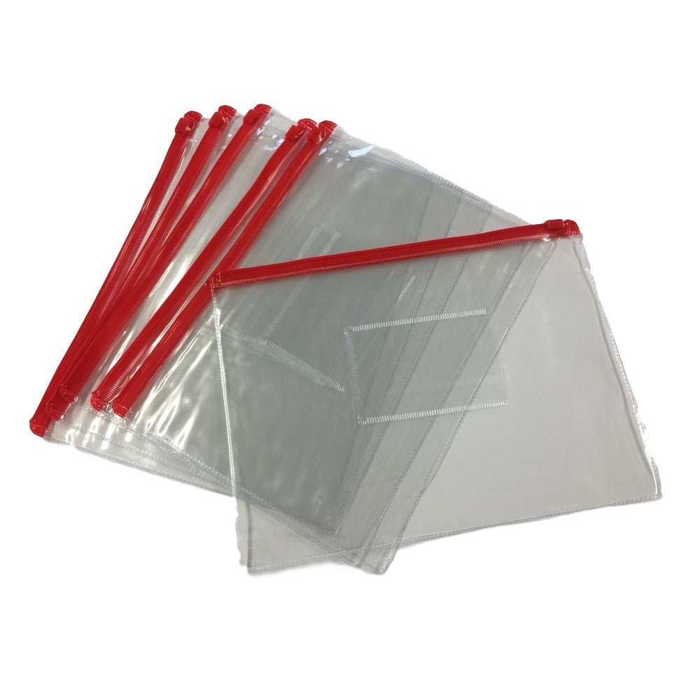 Pack of 12 A5 Red Zip Zippy Bags