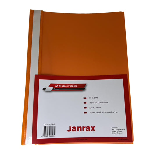 Pack of 12 Orange A4 Project Folders by Janrax