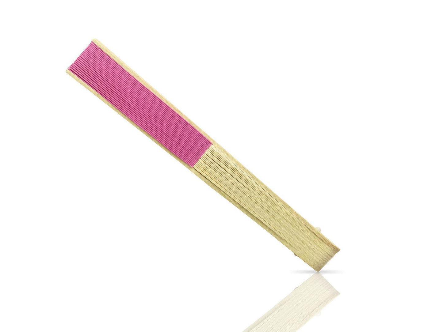 Hot Pink Paper Hand Held Bamboo and Wooden Fan