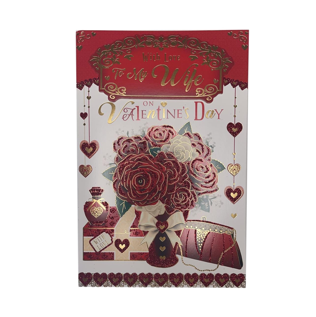 With Love To My Wife Rose Bouquet Design Valentine's Day Card