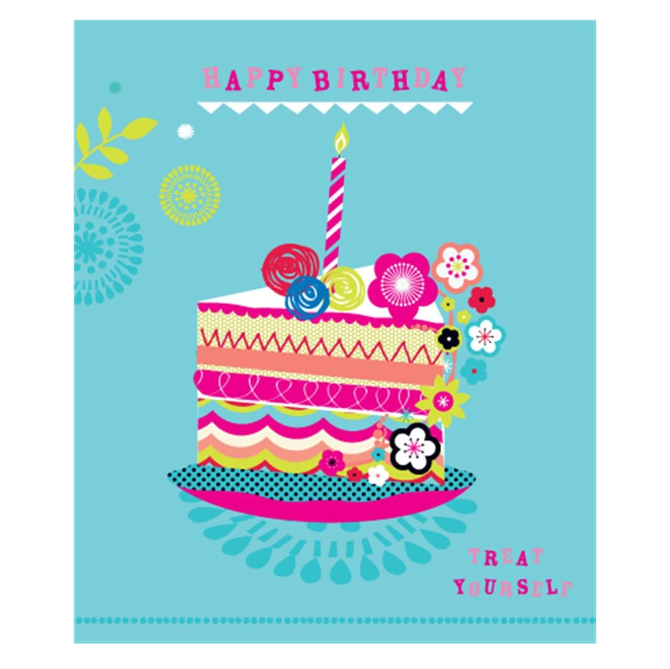 Treat Yourself Cake Design Neon Birthday Card