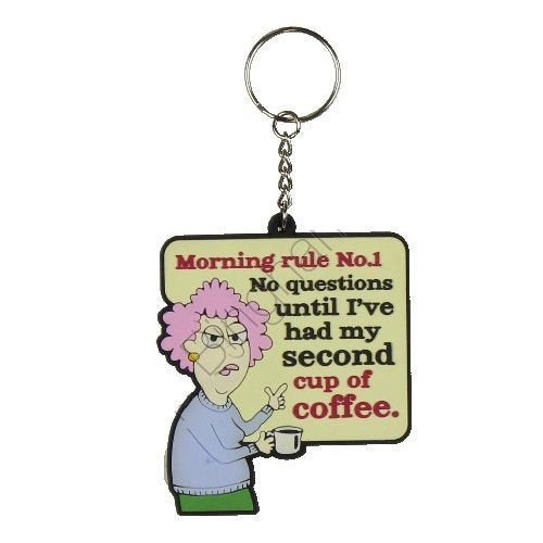 Aunty Acid 3D Rubber Keyring ! Morning Rule No 1