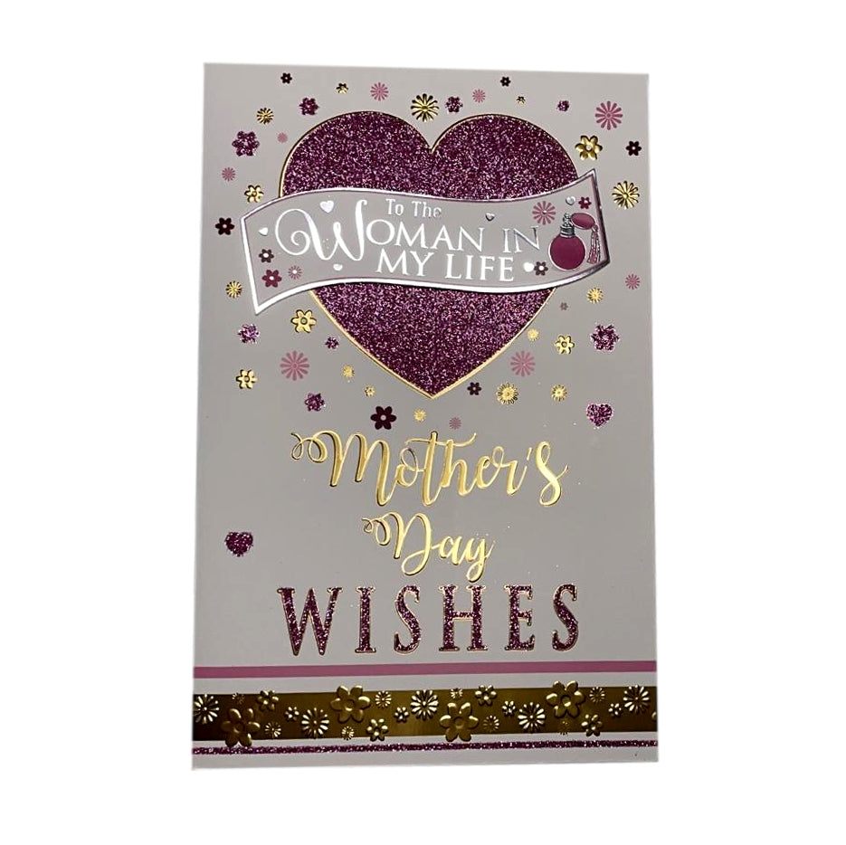 To The Woman In My Life Glitter Heart Design Mother's Day Card