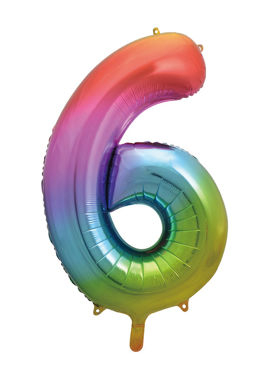 Rainbow Giant Trendies Design 6 Number Balloon