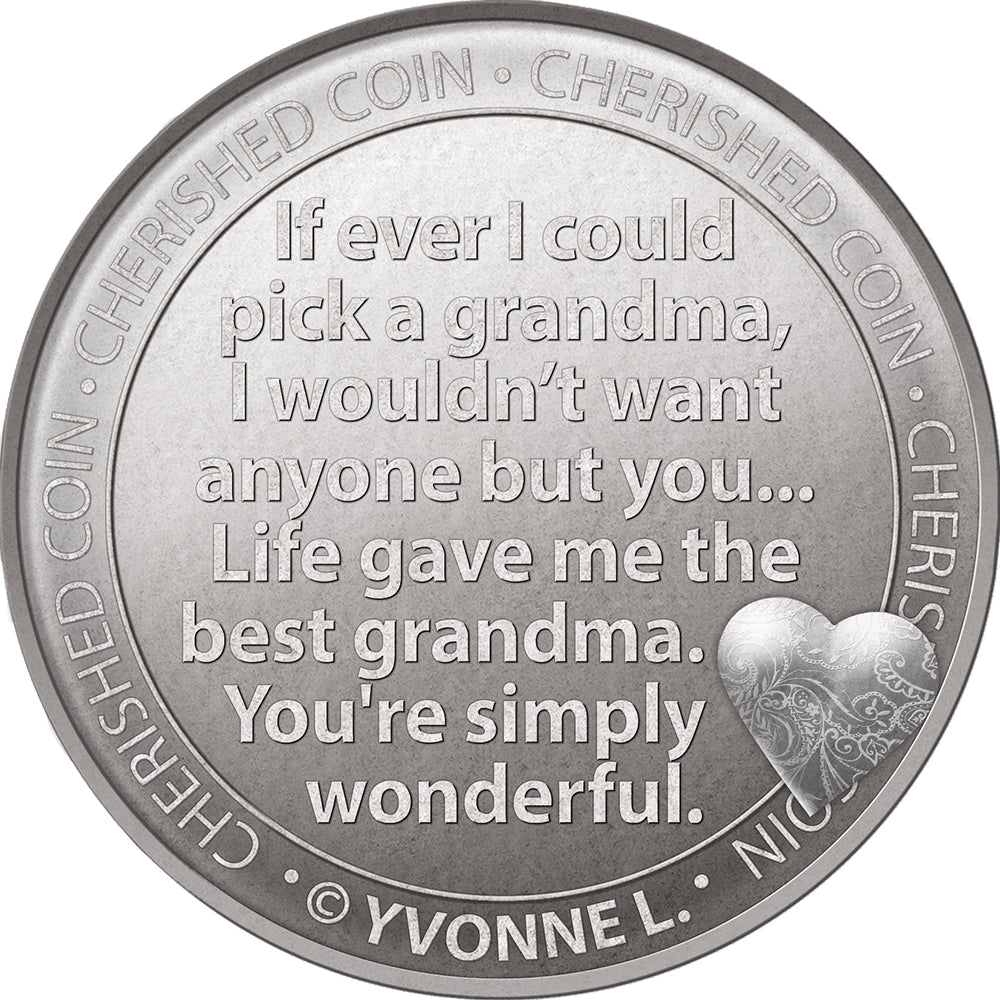 Special Grandma Cherished Lucky Coin Engraved Message Keepsake Gift