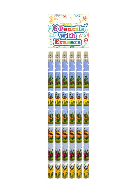 Pack of 6 Farm Pencils with Erasers