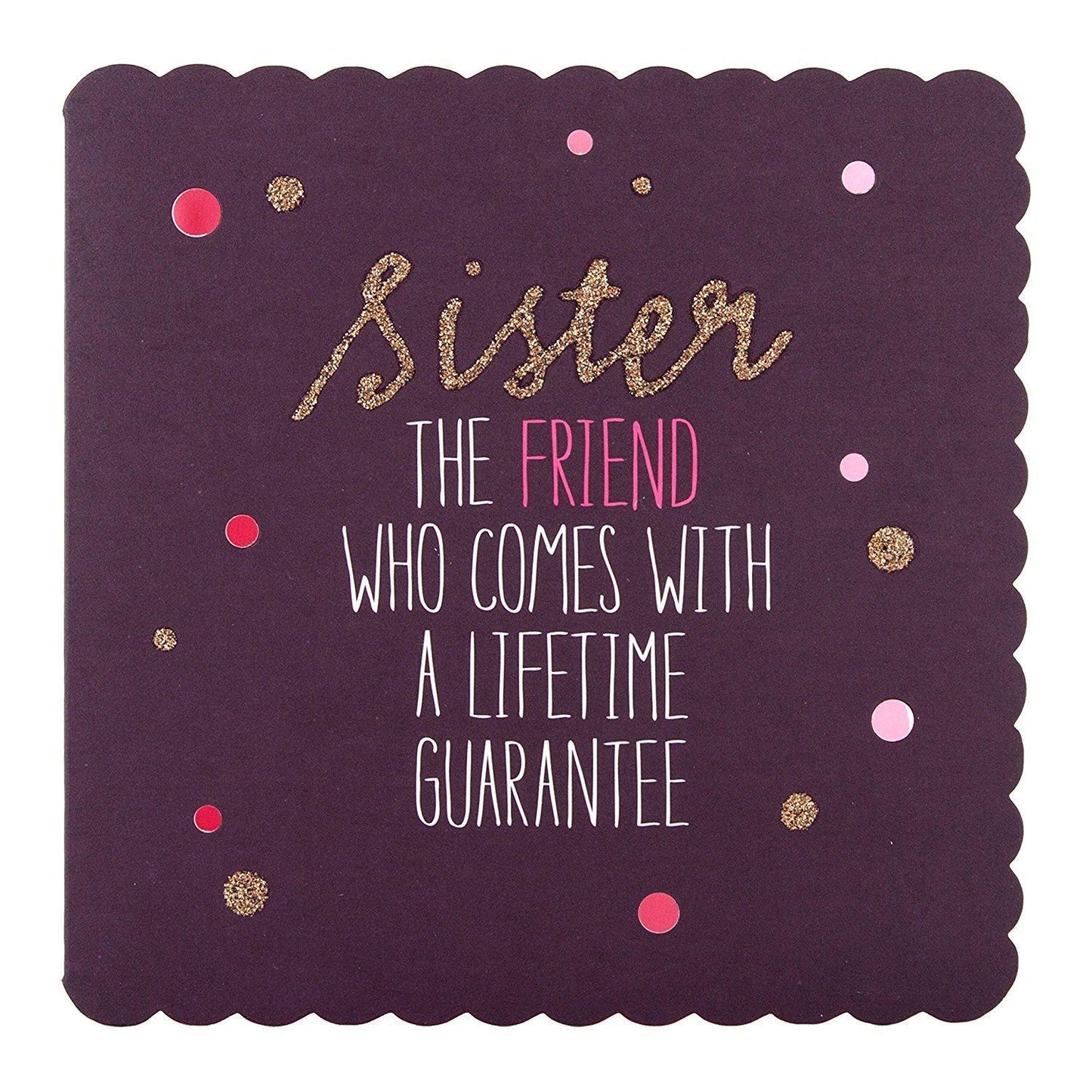 Glitter Finished Die Cut Edge Design Sister Birthday Card