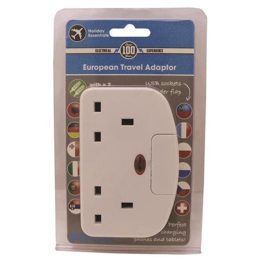 European Travel Adaptor with 2 USB Ports by Pifco