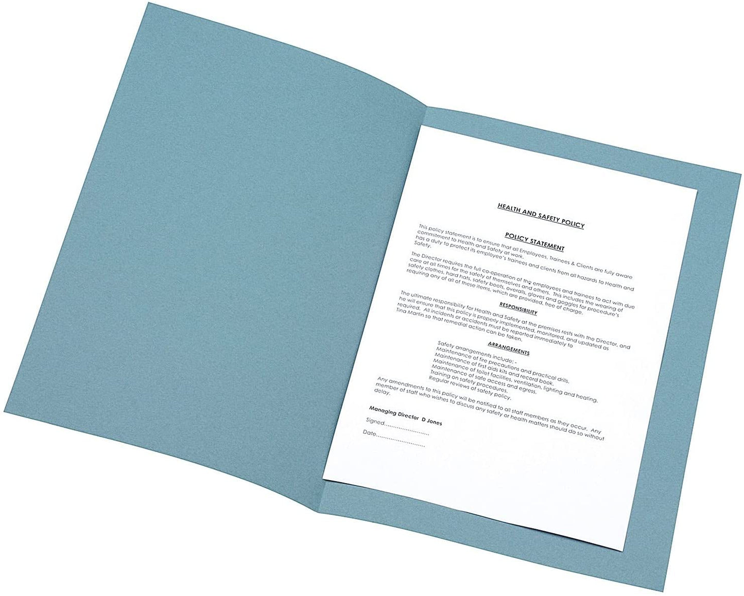 Pack of 100 Lightweight 180gsm Foolscap Blue Square Cut Folders