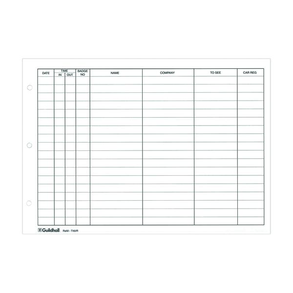 Exacompta Guildhall Loose-Leaf Visitors Book Refill (Pack of 50) T40/R