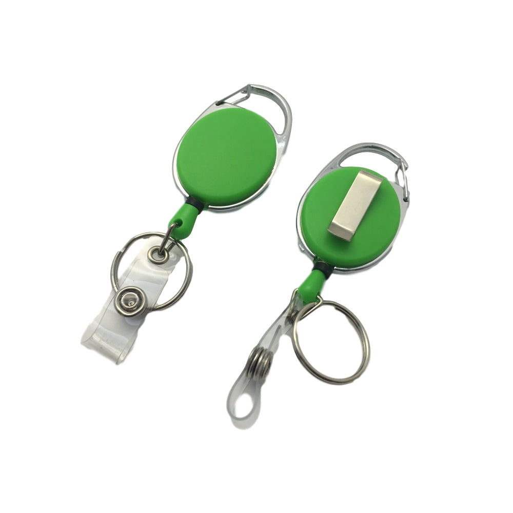 Green Solid Key Reel with Keyring & ID Card Badge Holder