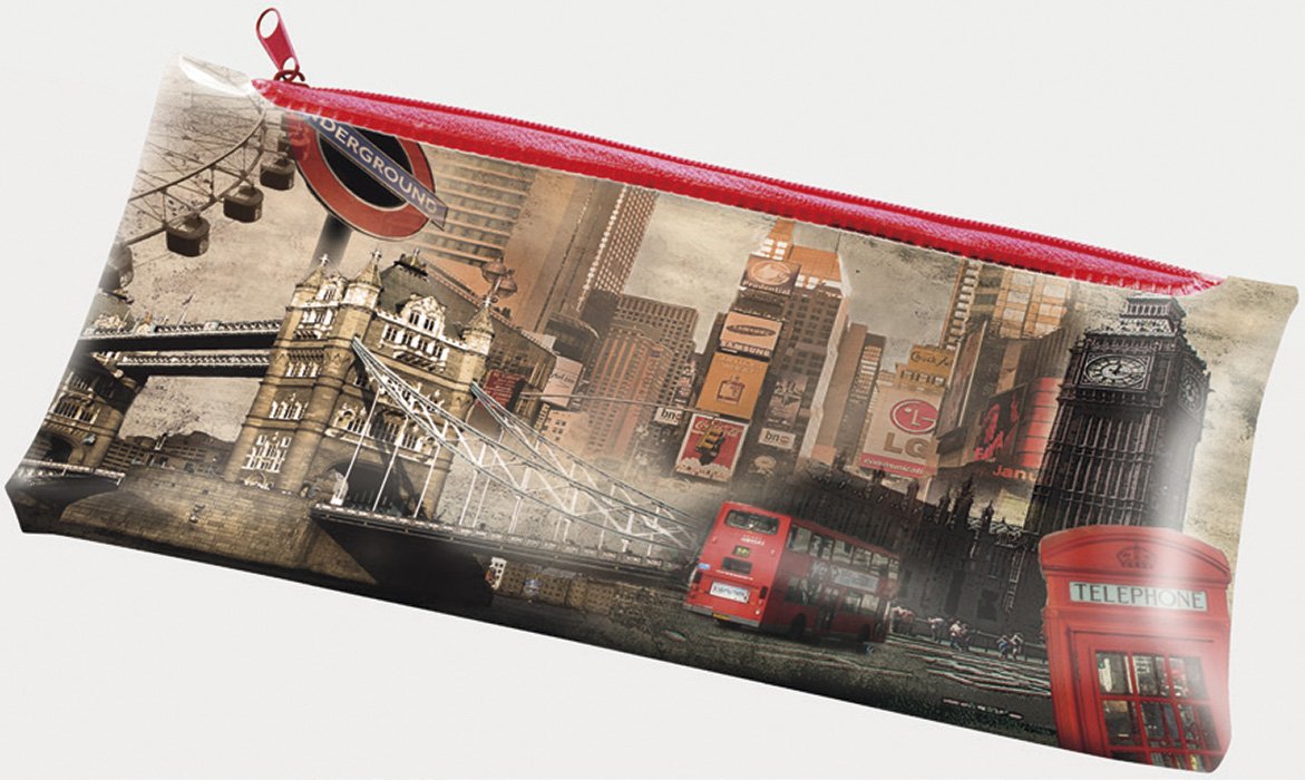 Vintage London Design Flat Pencil Case