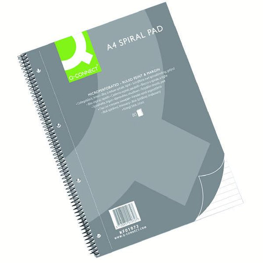 Pack of 5 160 Pages A4 Ruled Margin Spiral Soft Cover Notebooks