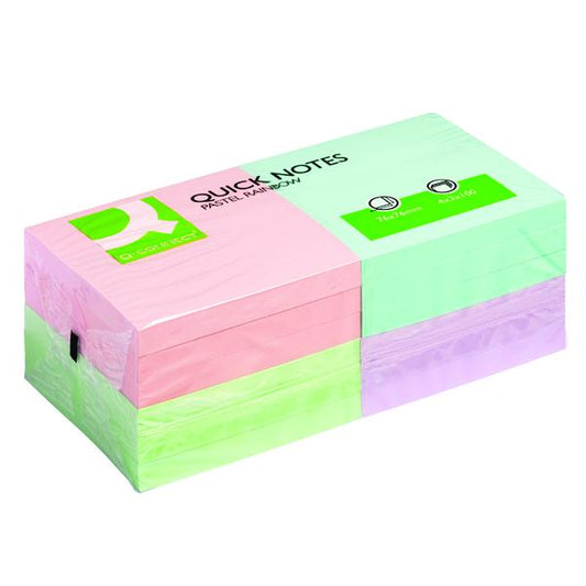 Pack of 1200 Sheets Q-Connect Quick Notes 76 x 76mm Pastel