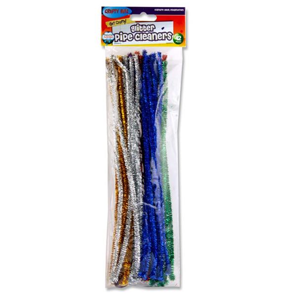 Pack of 42 Glitter Chenille Pipe Cleaners by Crafty Bitz